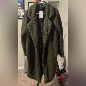 Suvimuga fleece olive green trench coat NWT size XXL